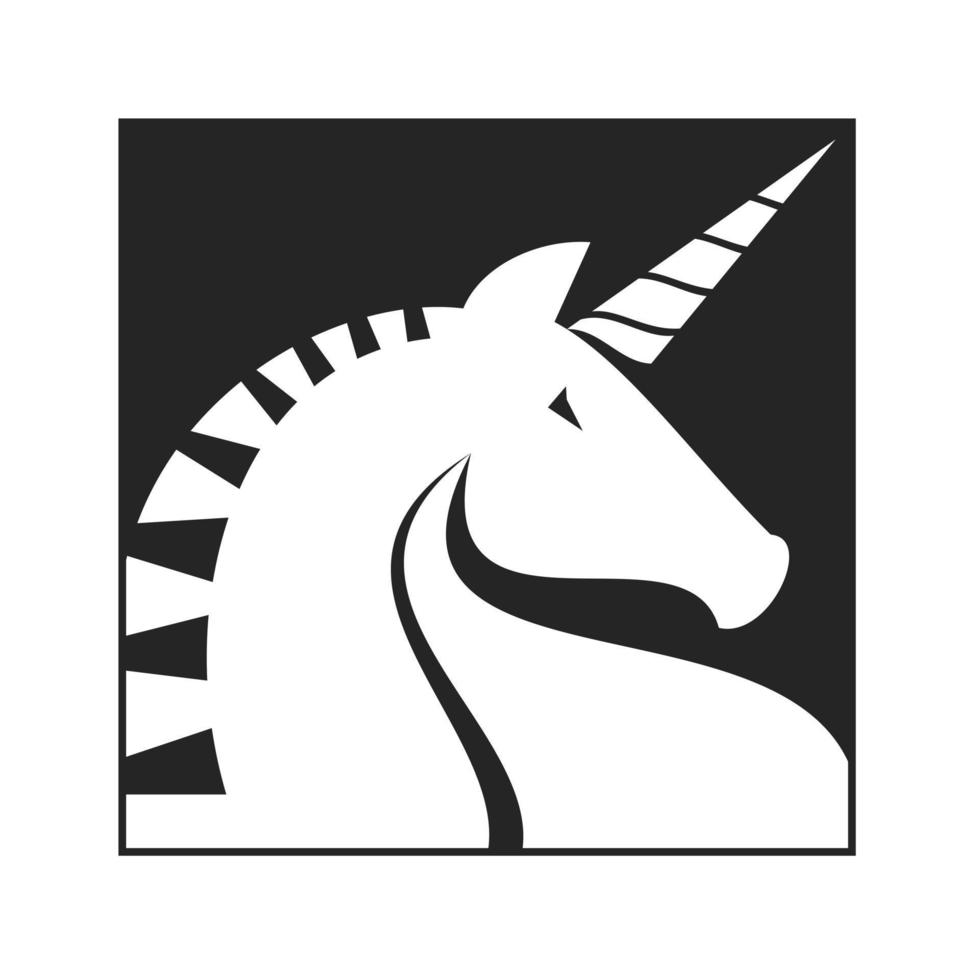 unicornio único y extraordinario en imagen cuadrada icono gráfico diseño de logotipo concepto abstracto vector stock. se puede utilizar como un símbolo relacionado con el animal.