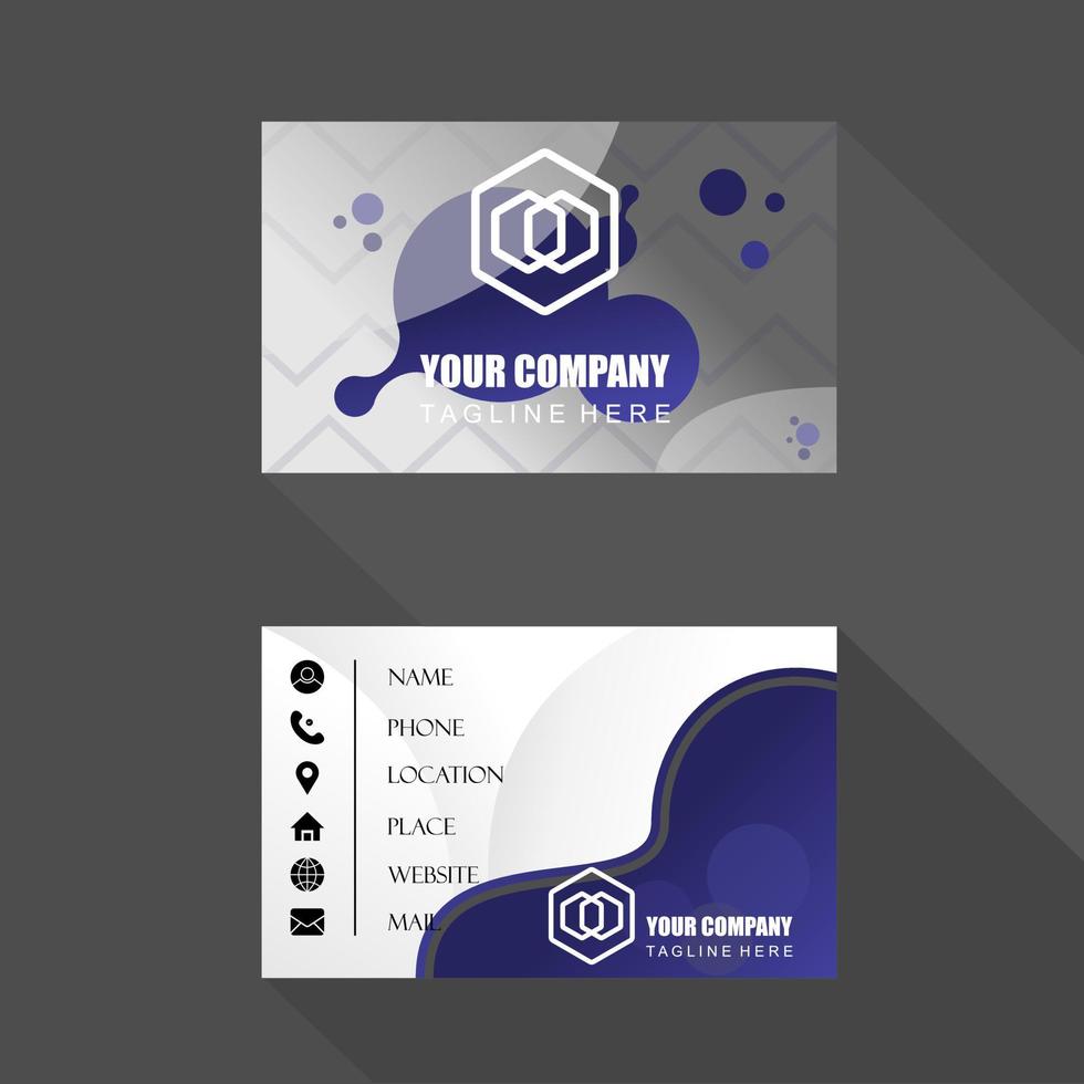 plantilla de tarjeta de visita de color azul oscuro imagen frontal y trasera icono gráfico diseño de logotipo concepto abstracto vector stock. se puede utilizar como un símbolo relacionado con la promoción o el perfil