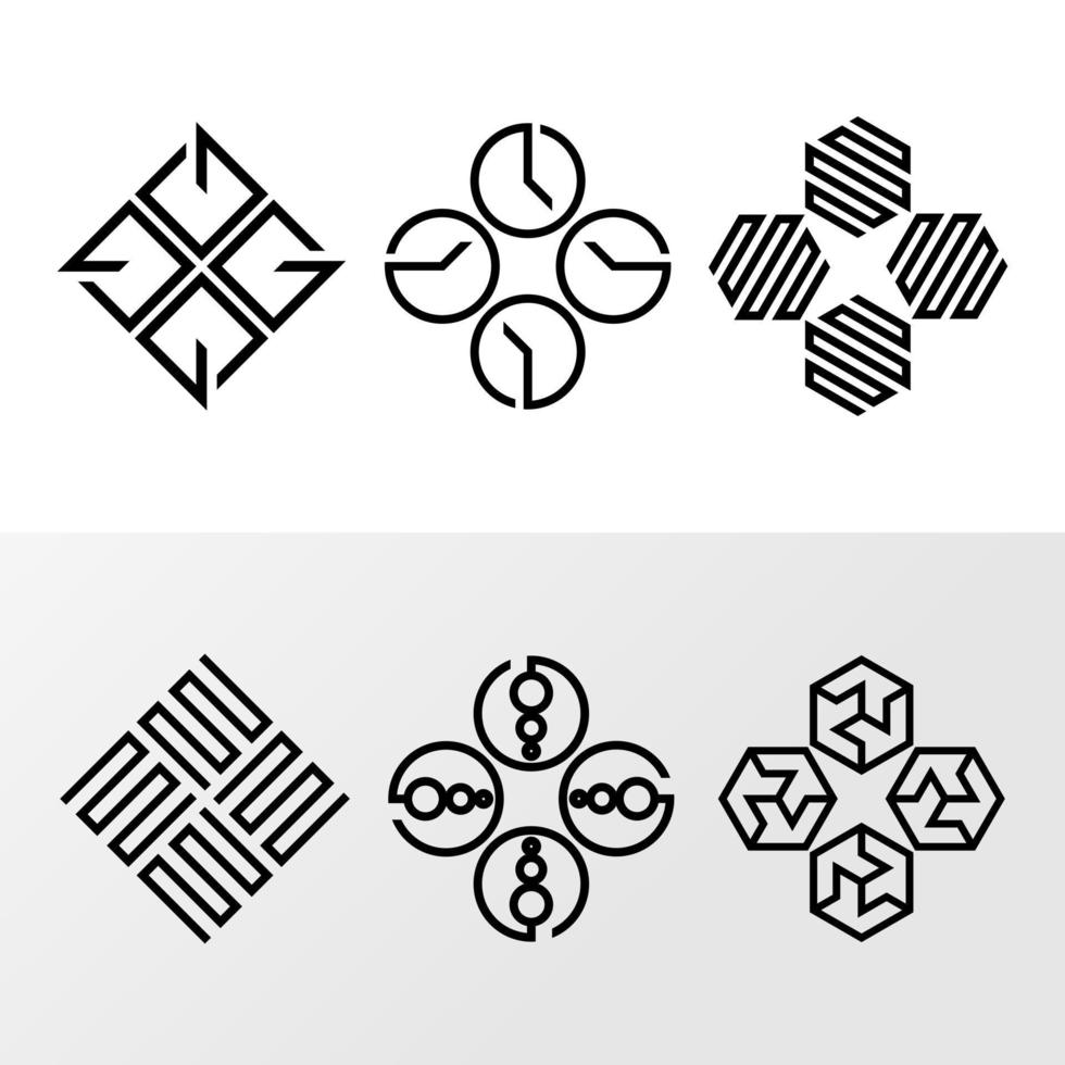 ornamento de línea que son imágenes cuadradas, circulares y hexagonales icono gráfico diseño de logotipo concepto abstracto stock vectorial. se puede utilizar como un símbolo relacionado con el motivo o el arte vector