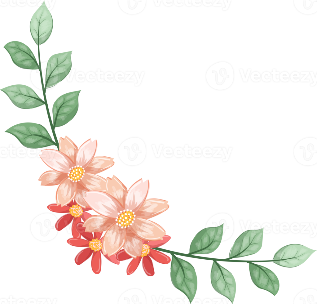 orange blomma arrangemang med vattenfärg stil png