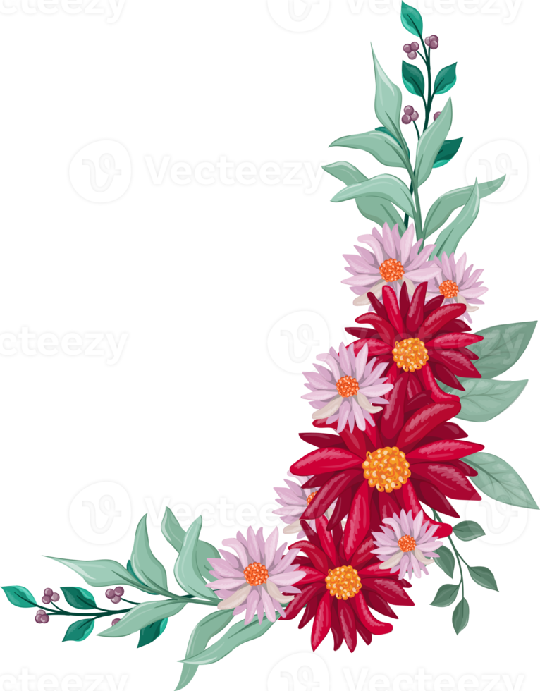 Red Flower Arrangement with watercolor style png