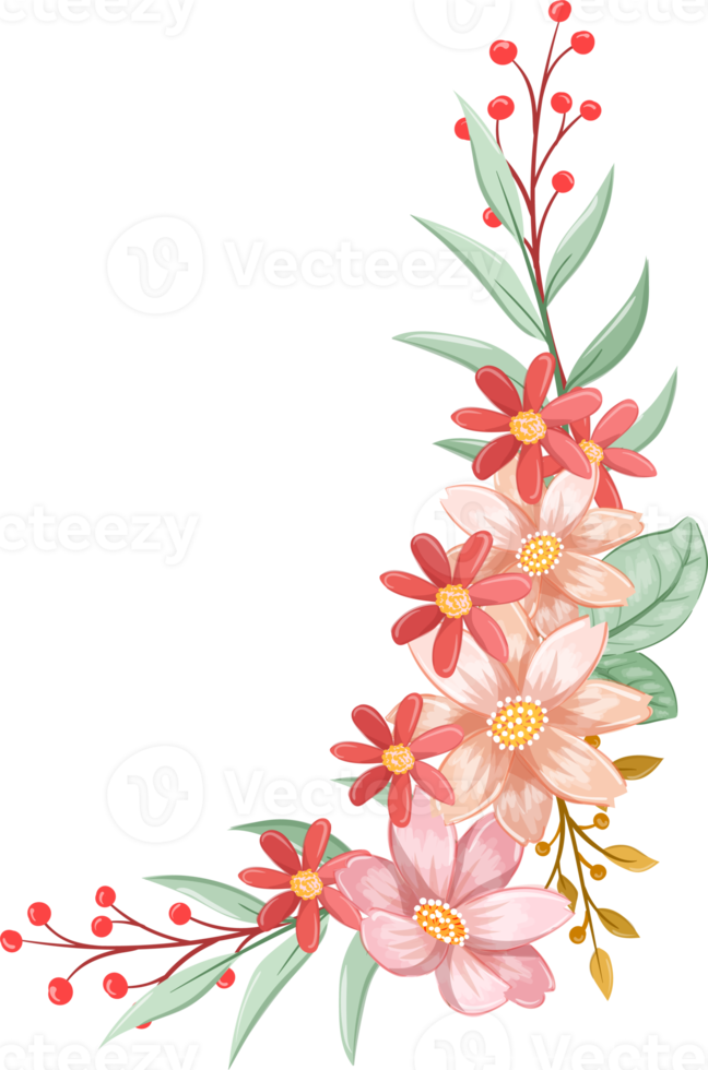 Orange Flower Arrangement with watercolor style png