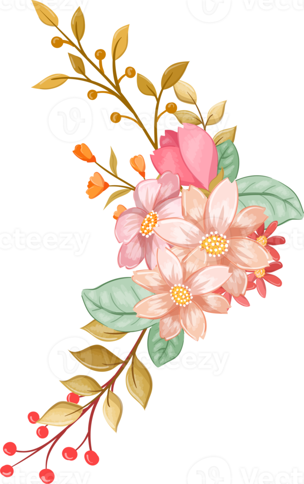 Orange Flower Arrangement with watercolor style png