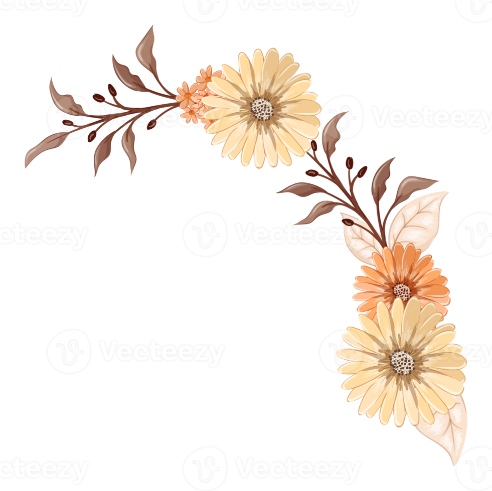 Orange Flower Arrangement with watercolor style png