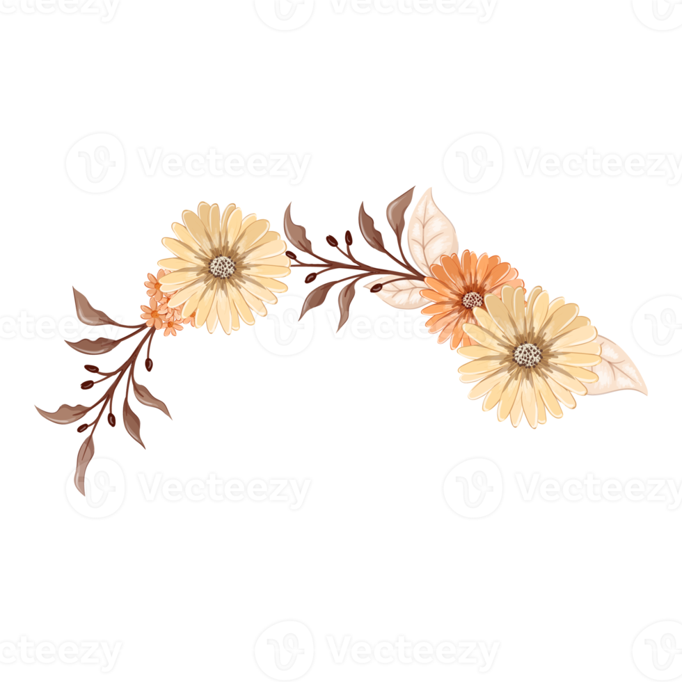 Orange Flower Arrangement with watercolor style png