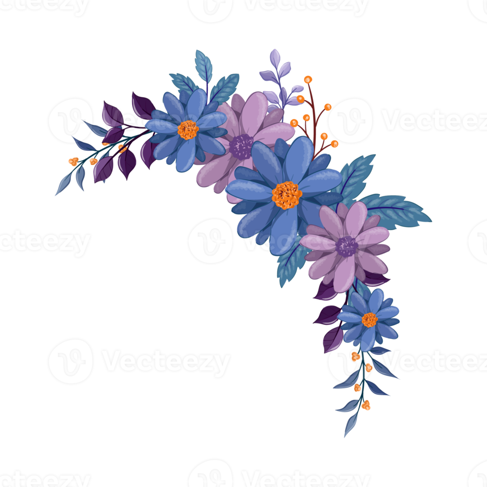 Purple Flower Arrangement with watercolor style png