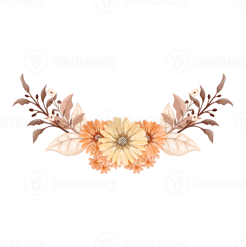 Orange Flower Arrangement with watercolor style png