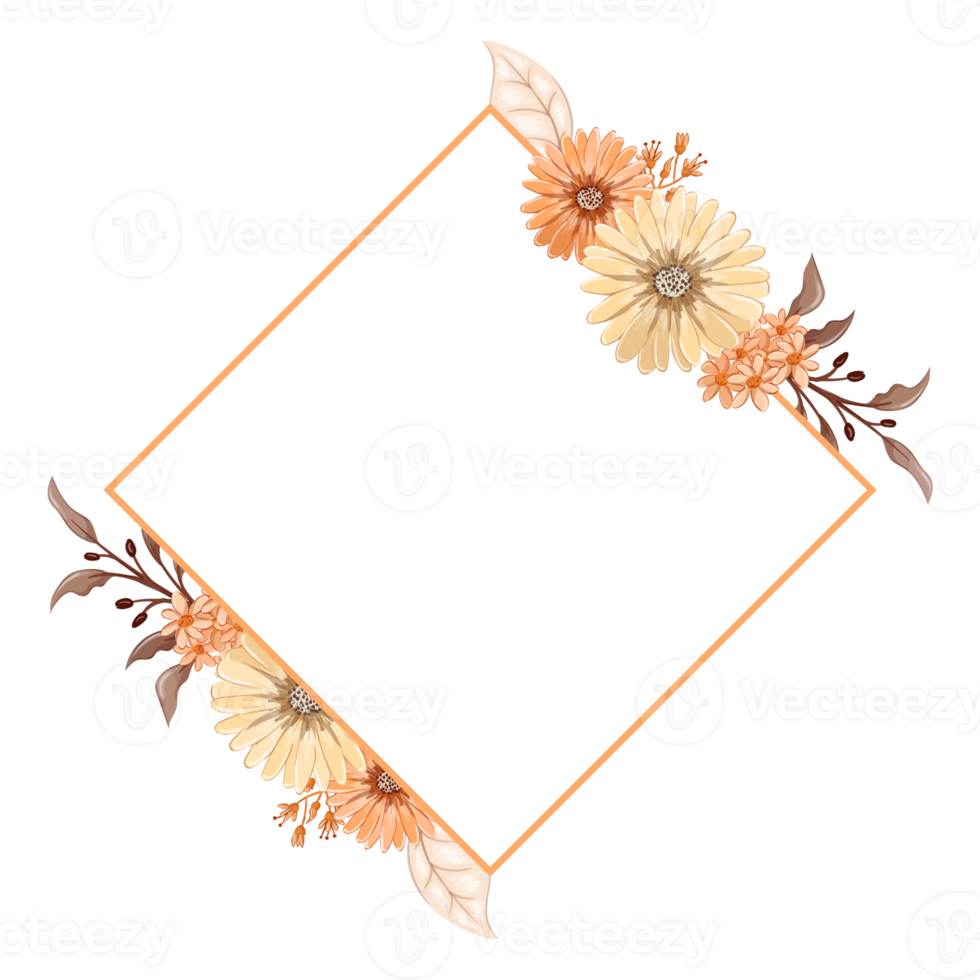 orange blomma arrangemang med vattenfärg stil png