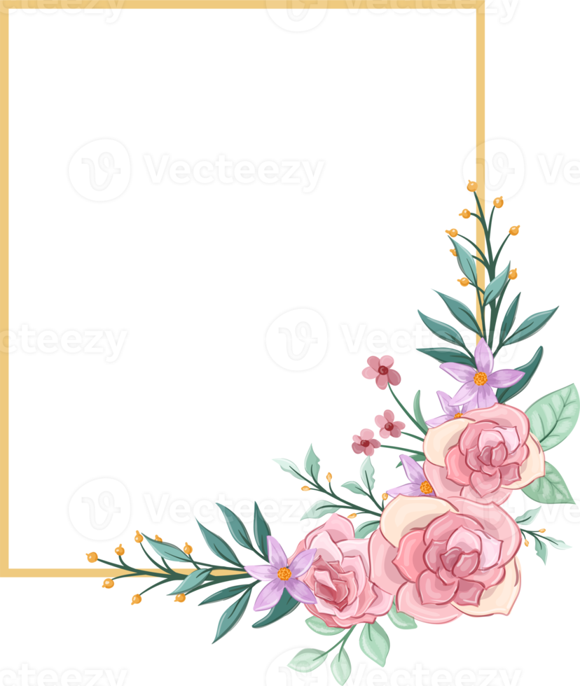 Pink flower arrangement with watercolor style png