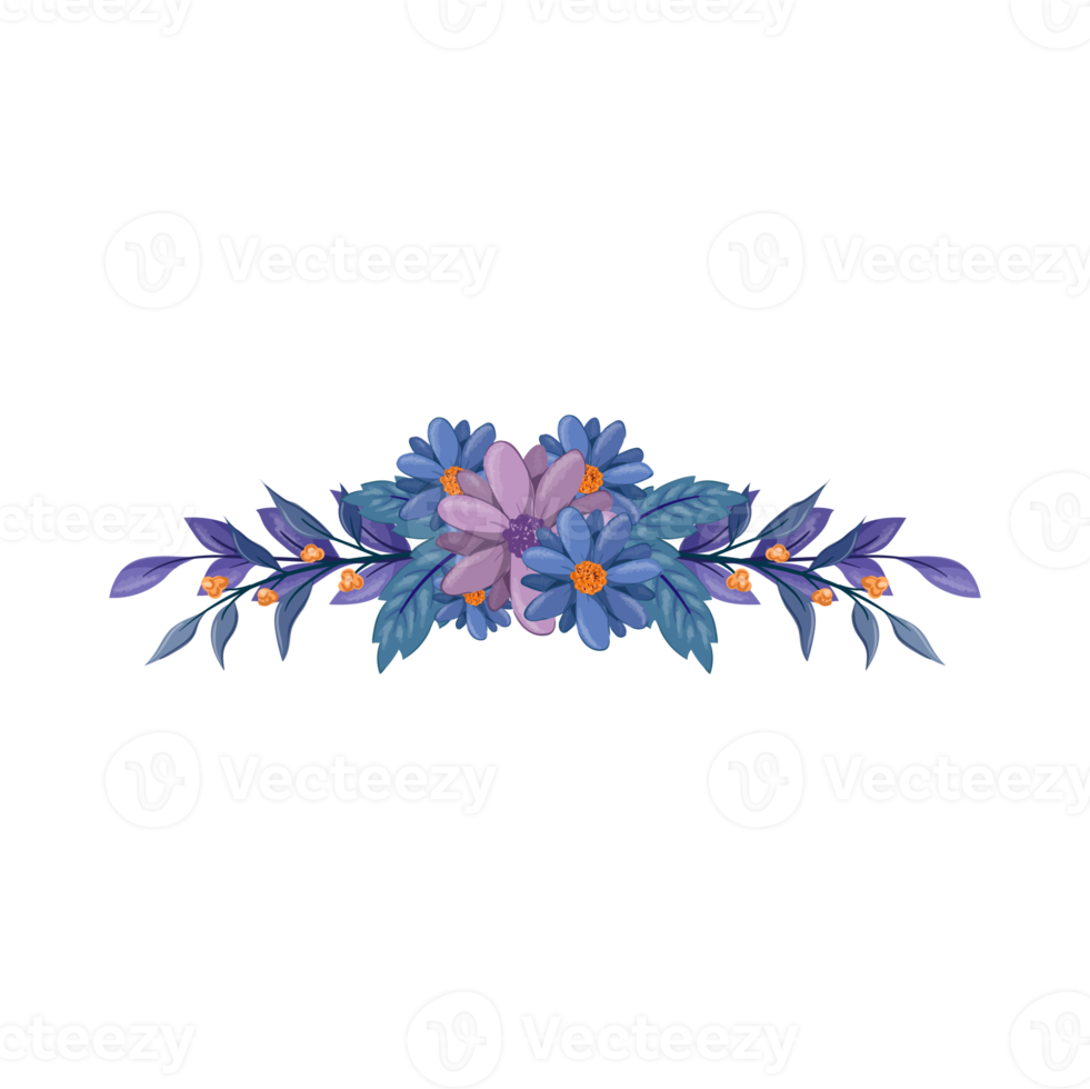 Purple Flower Arrangement with watercolor style png