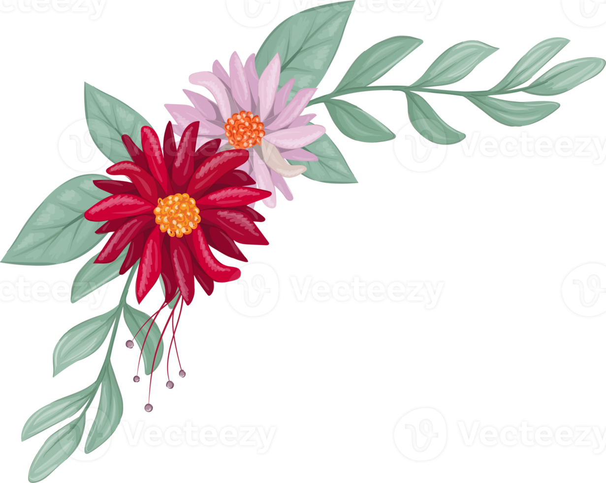 Red Flower Arrangement with watercolor style png