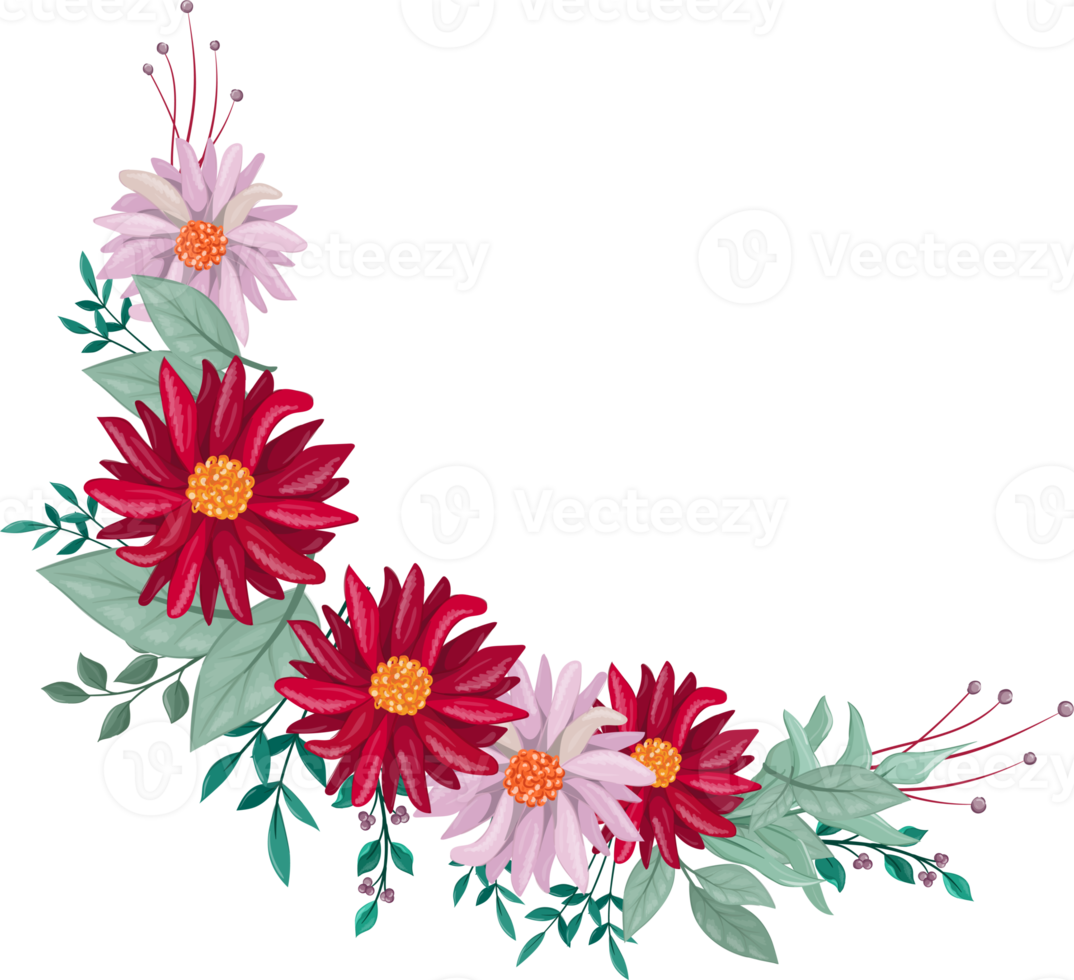 Red Flower Arrangement with watercolor style png