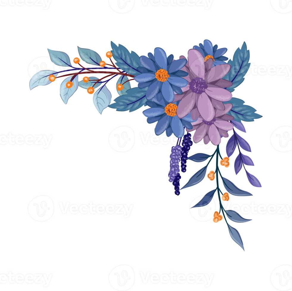 Purple Flower Arrangement with watercolor style png