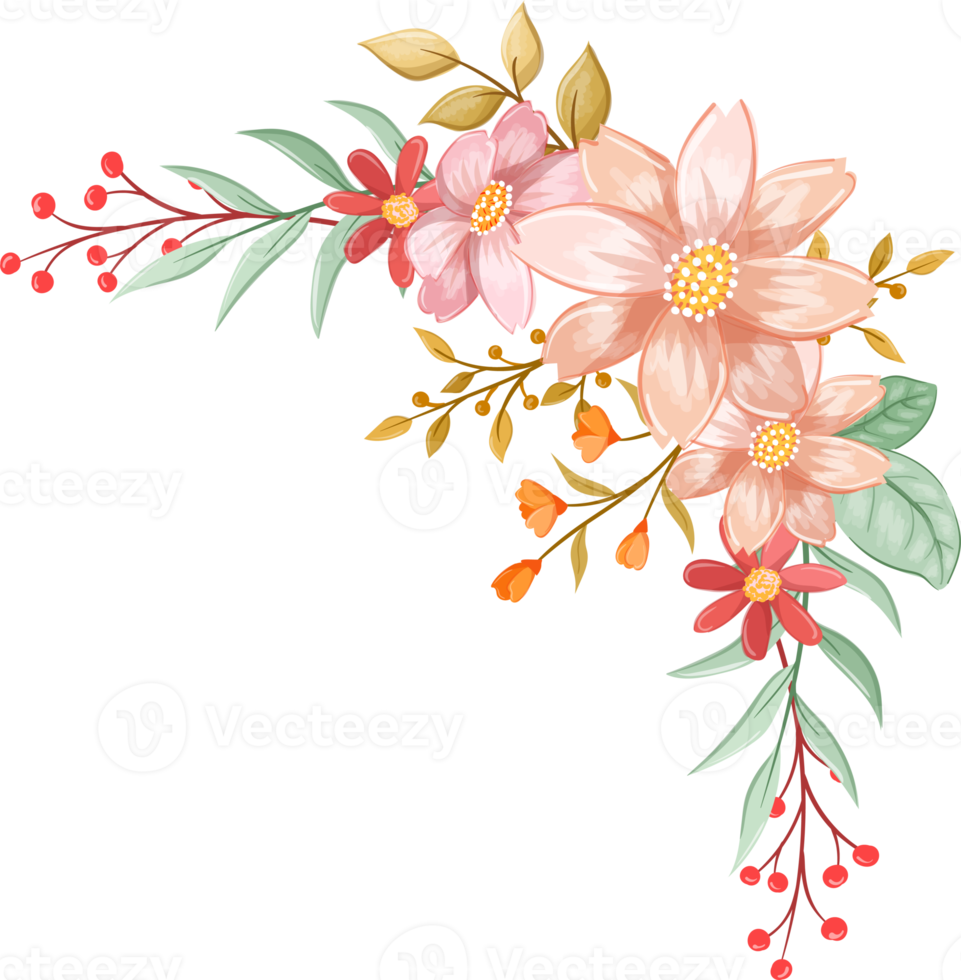 Orange Flower Arrangement with watercolor style png