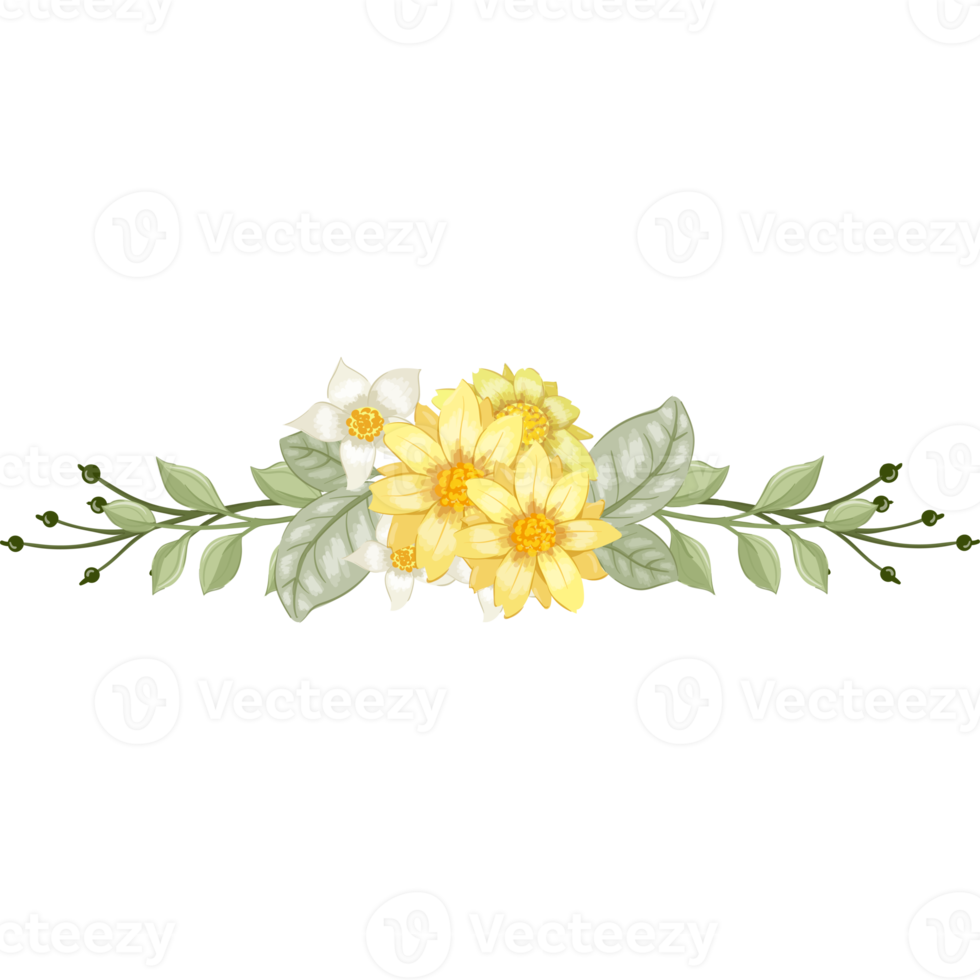 Yellow Flower Arrangement with watercolor style png