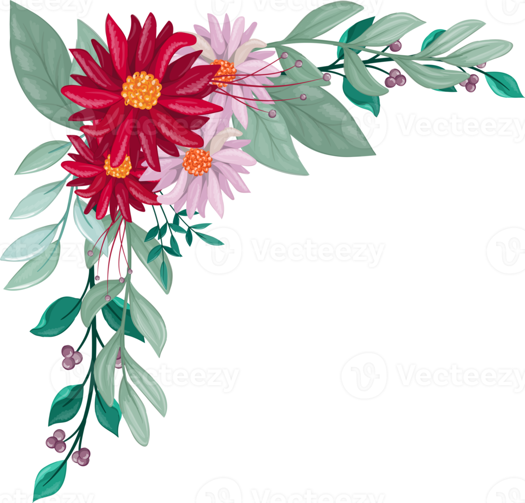 Red Flower Arrangement with watercolor style png