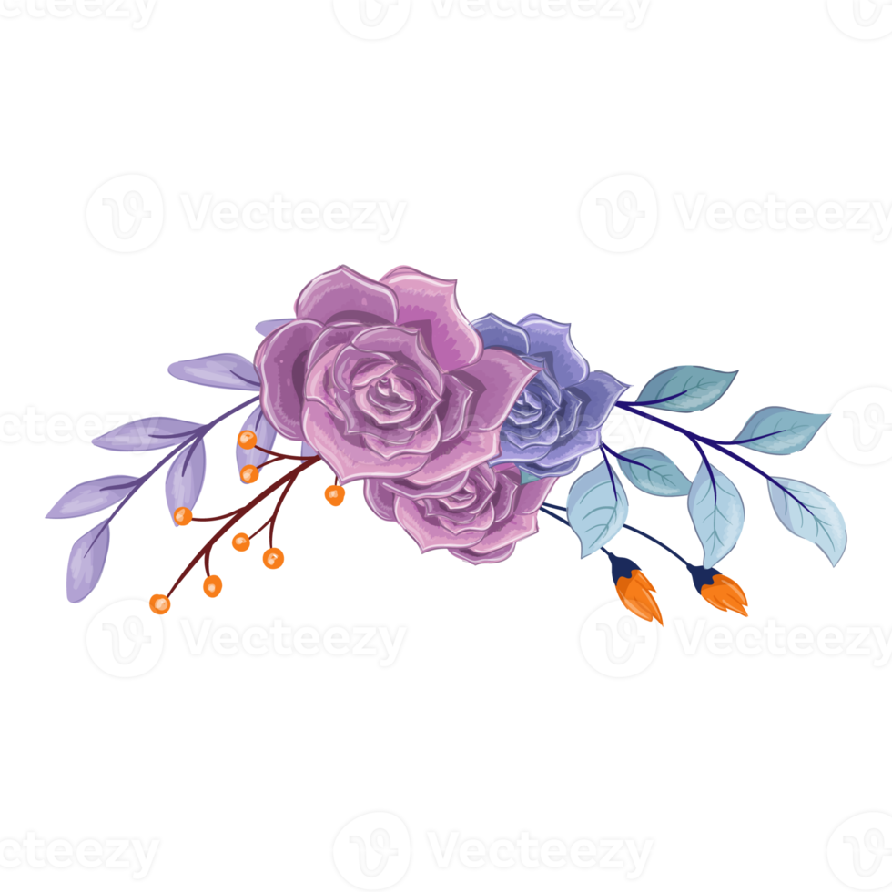 Purple Flower Arrangement with watercolor style png