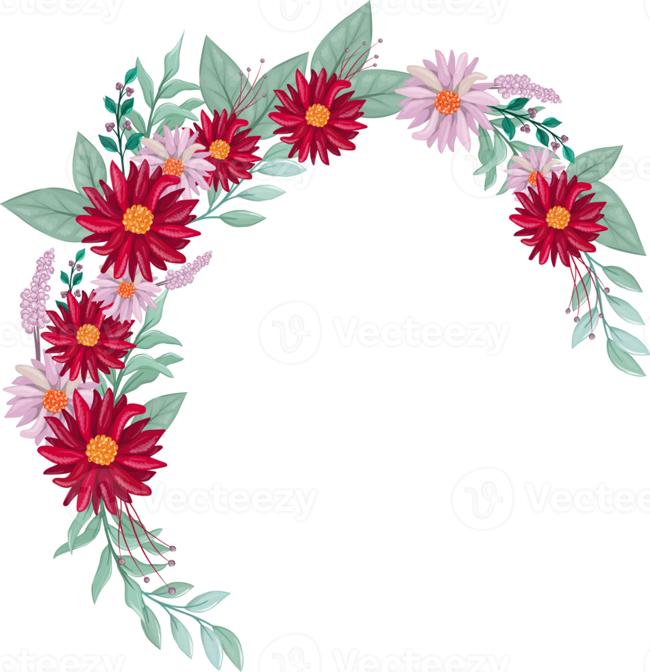 Red Flower Arrangement with watercolor style png