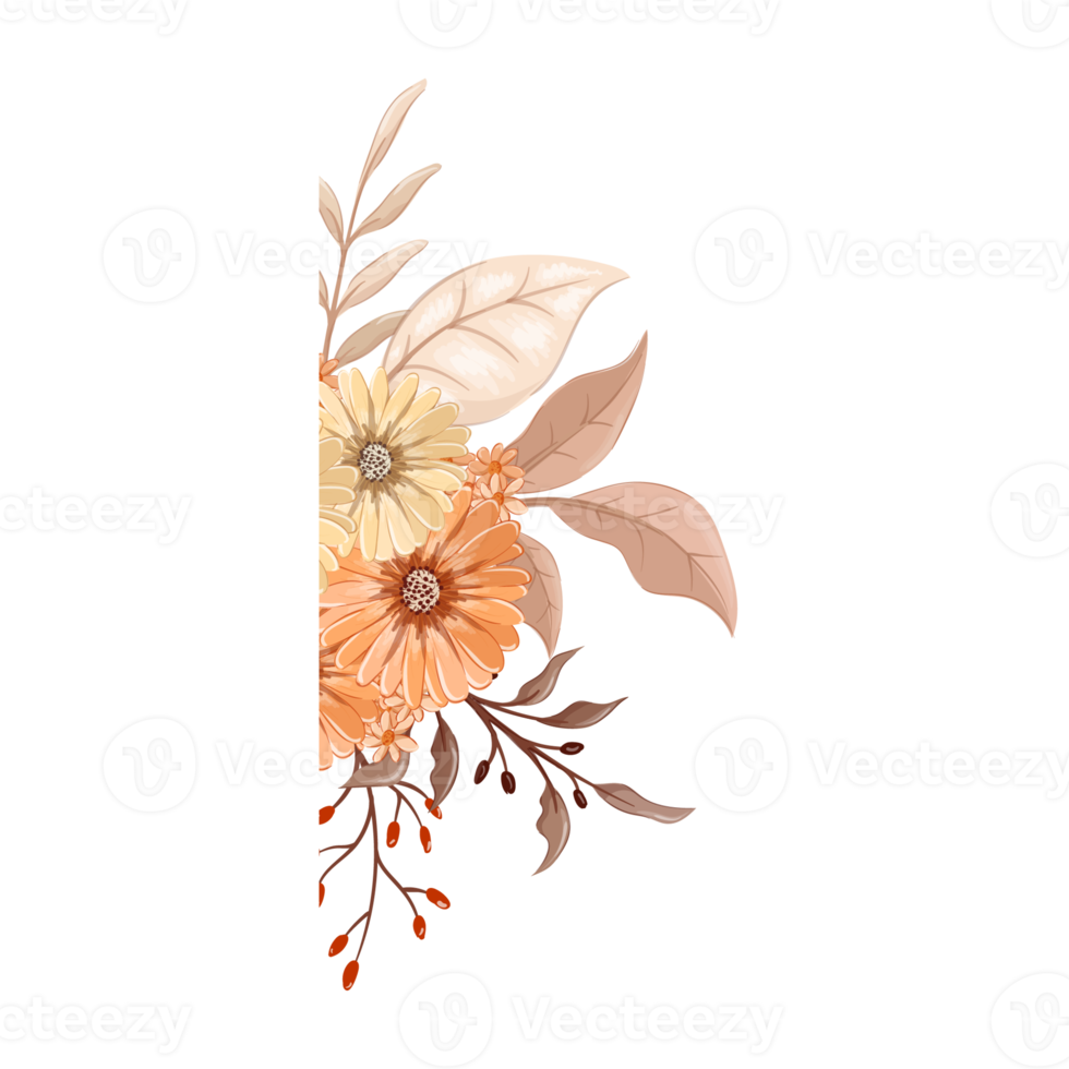 orange blomma arrangemang med vattenfärg stil png