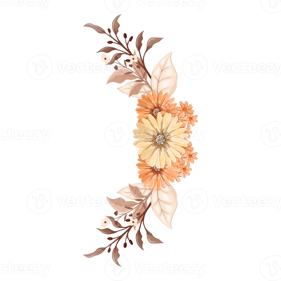 Orange Flower Arrangement with watercolor style png