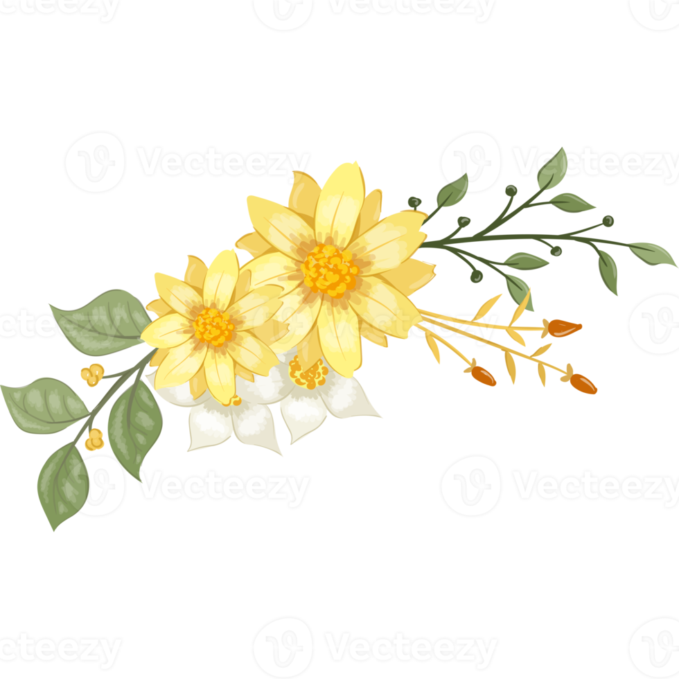Yellow Flower Arrangement with watercolor style 15739977 PNG