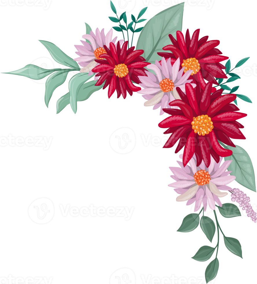Red Flower Arrangement with watercolor style png