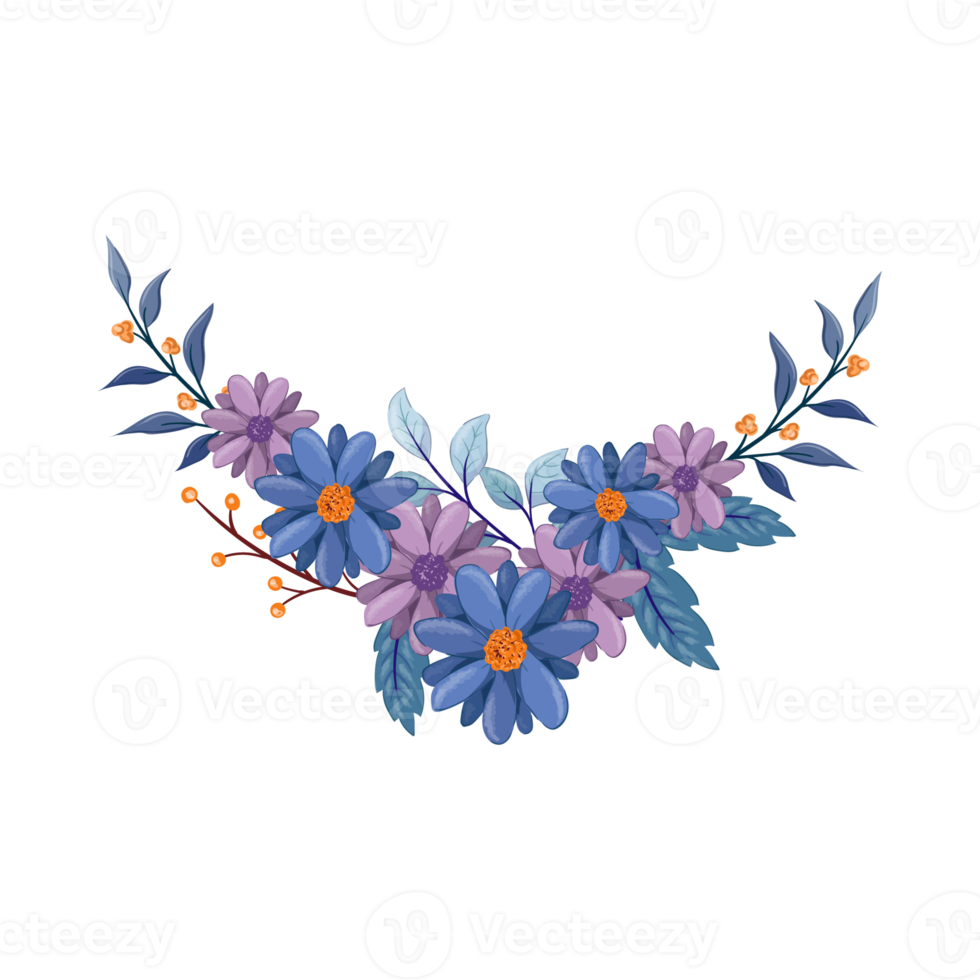 Purple Flower Arrangement with watercolor style png