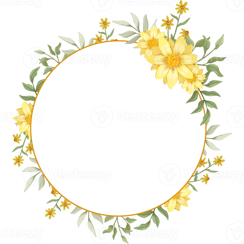 arreglo floral amarillo estilo acuarela png