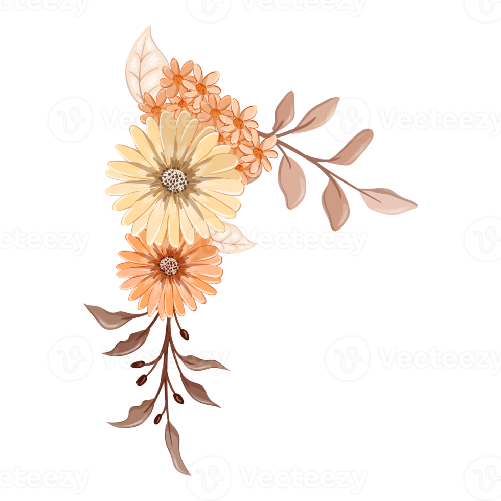 Orange Flower Arrangement with watercolor style png