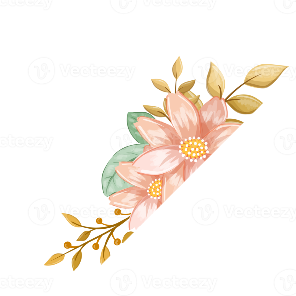 Orange Flower Arrangement with watercolor style png