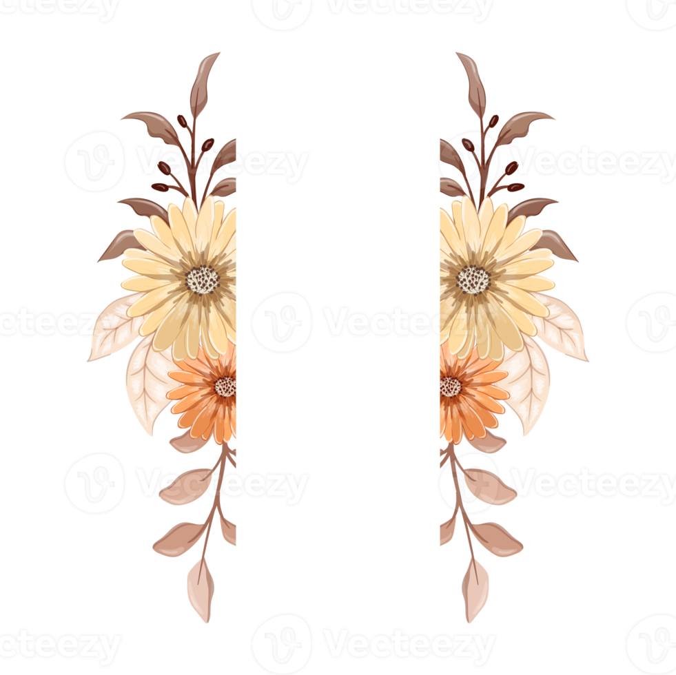 Orange Flower Arrangement with watercolor style png