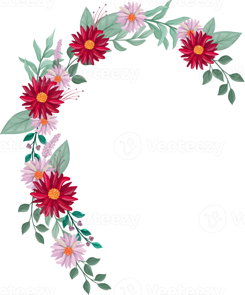 Red Flower Arrangement with watercolor style png