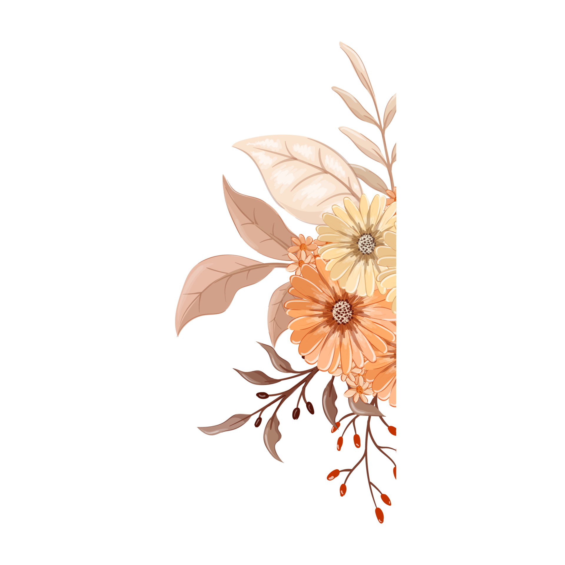 arreglo de flores de naranja con estilo acuarela 15740030 PNG