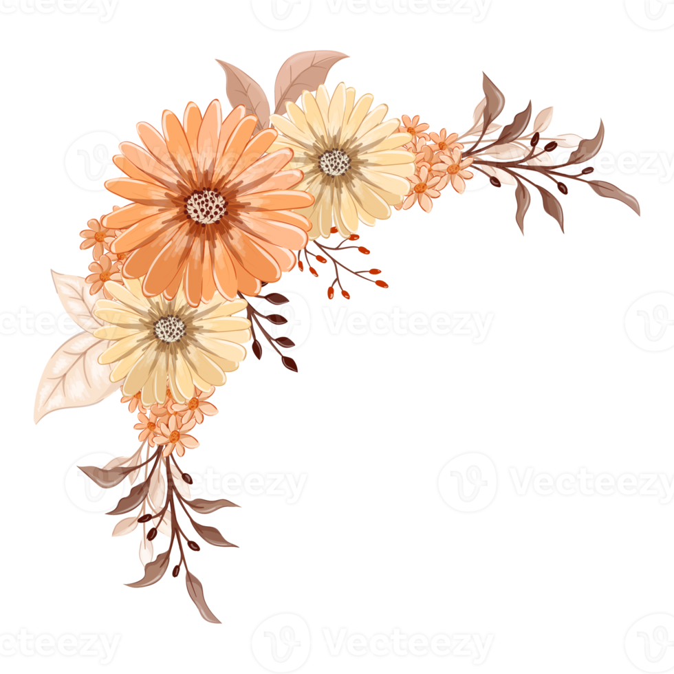 Orange Flower Arrangement with watercolor style png