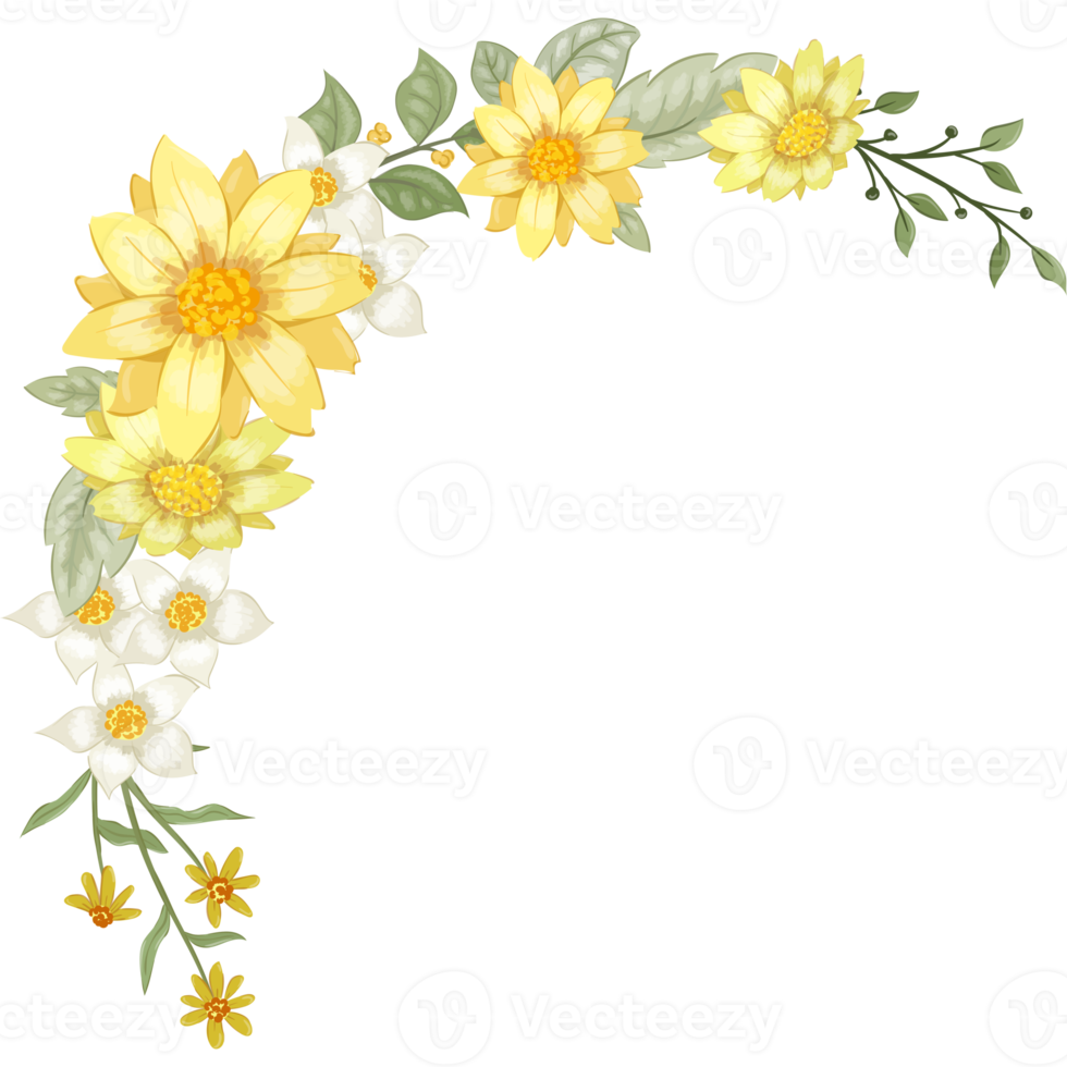 Yellow Flower Arrangement with watercolor style png