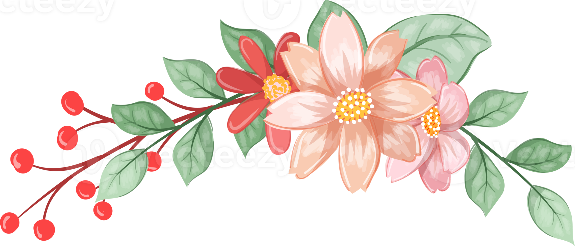 Orange Flower Arrangement with watercolor style png