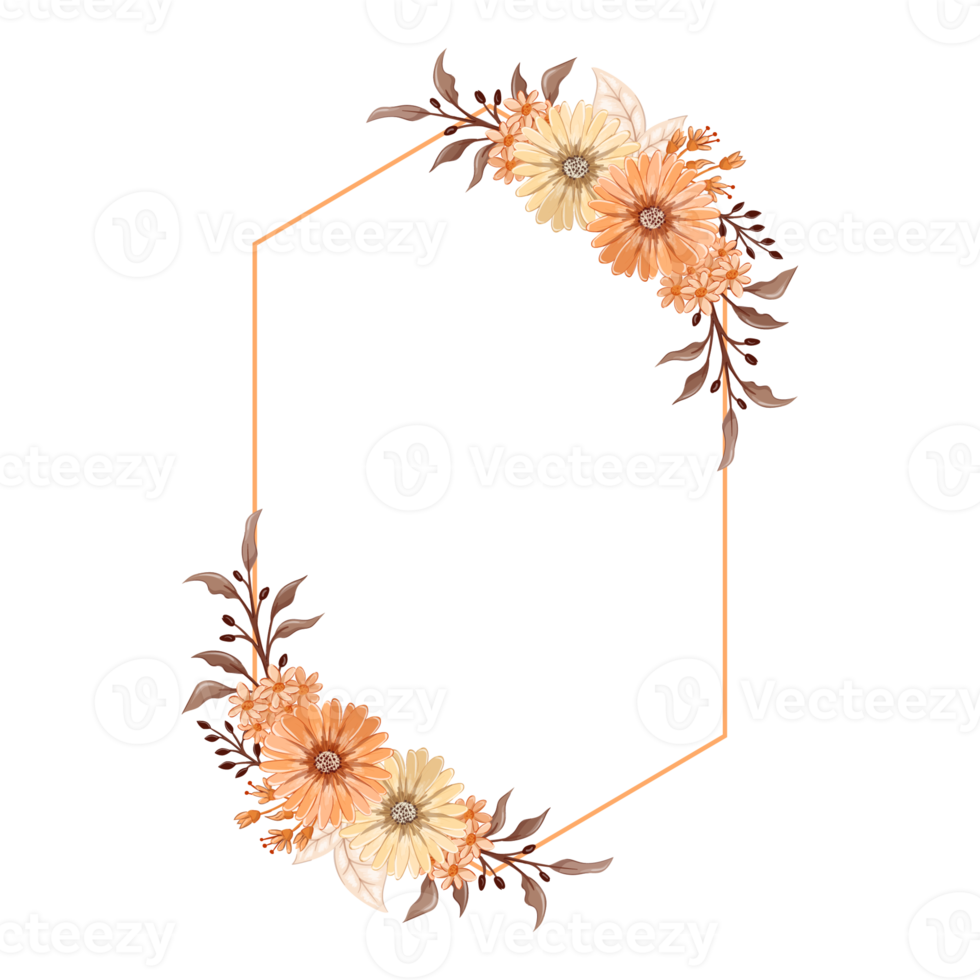 Orange Flower Arrangement with watercolor style png