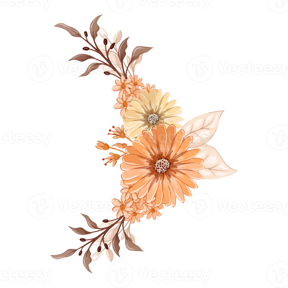 Orange Flower Arrangement with watercolor style png