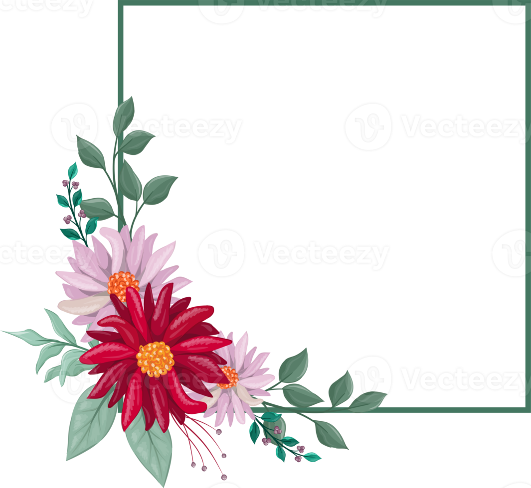 Red Flower Arrangement with watercolor style png