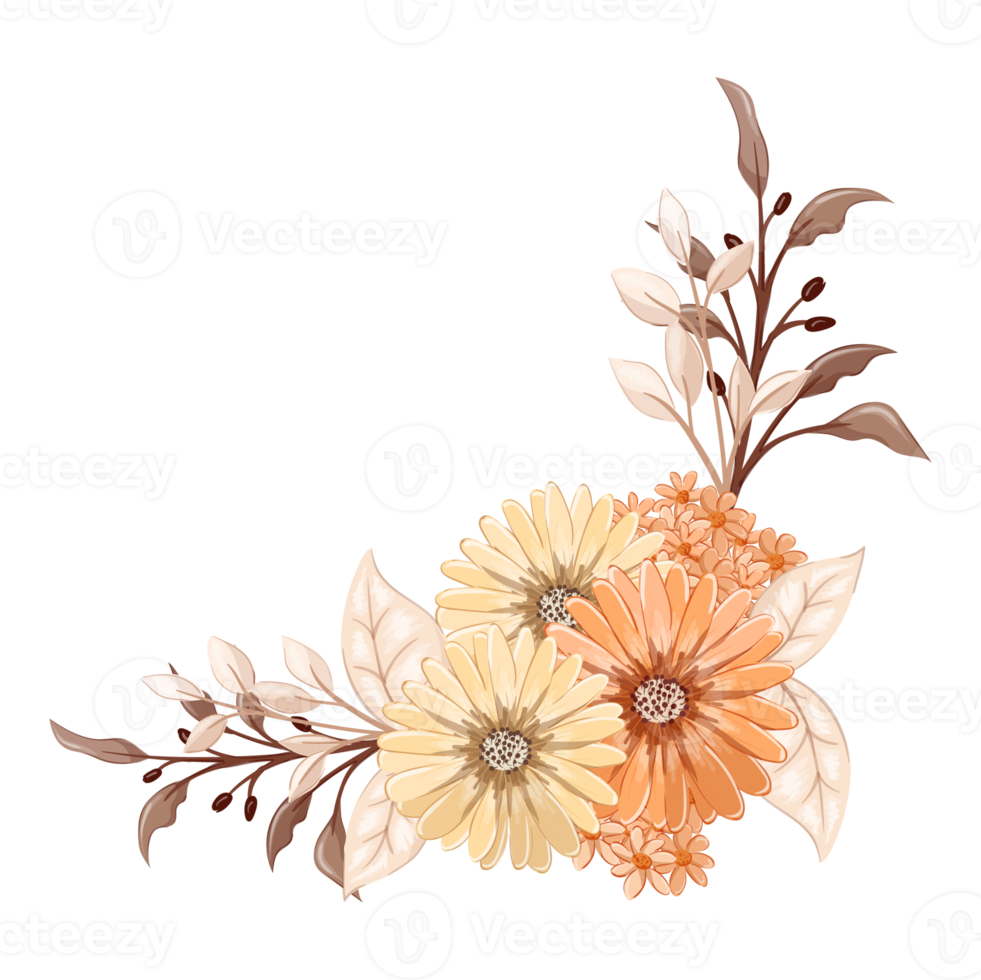 Orange Flower Arrangement with watercolor style png