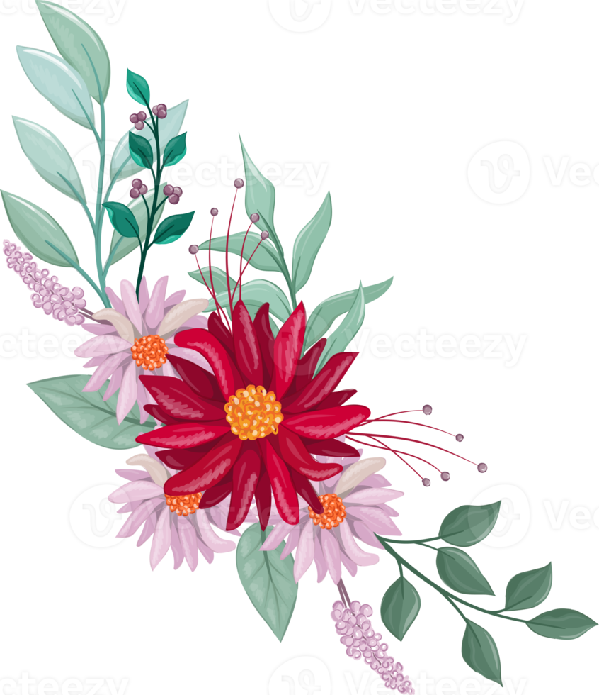 röd blomma arrangemang med vattenfärg stil png