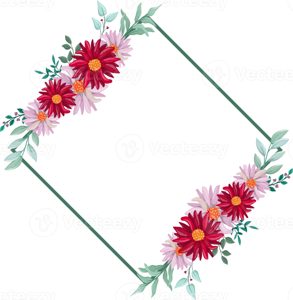 Red Flower Arrangement with watercolor style png