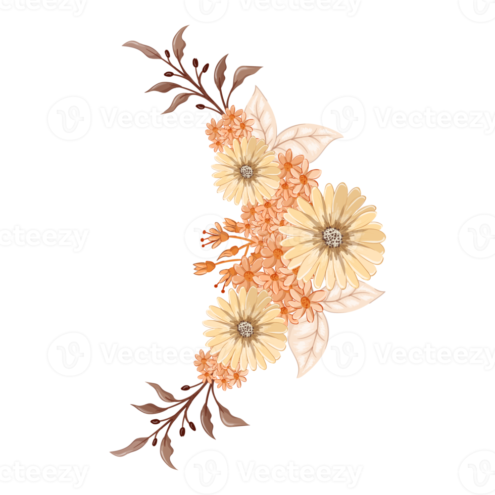 Orange Flower Arrangement with watercolor style png