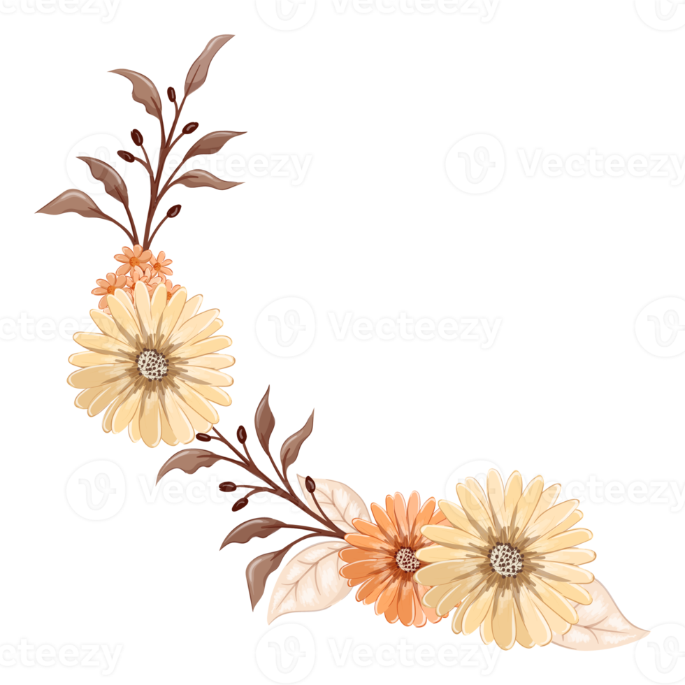 Orange Flower Arrangement with watercolor style png