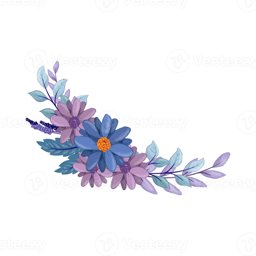 Purple Flower Arrangement with watercolor style png