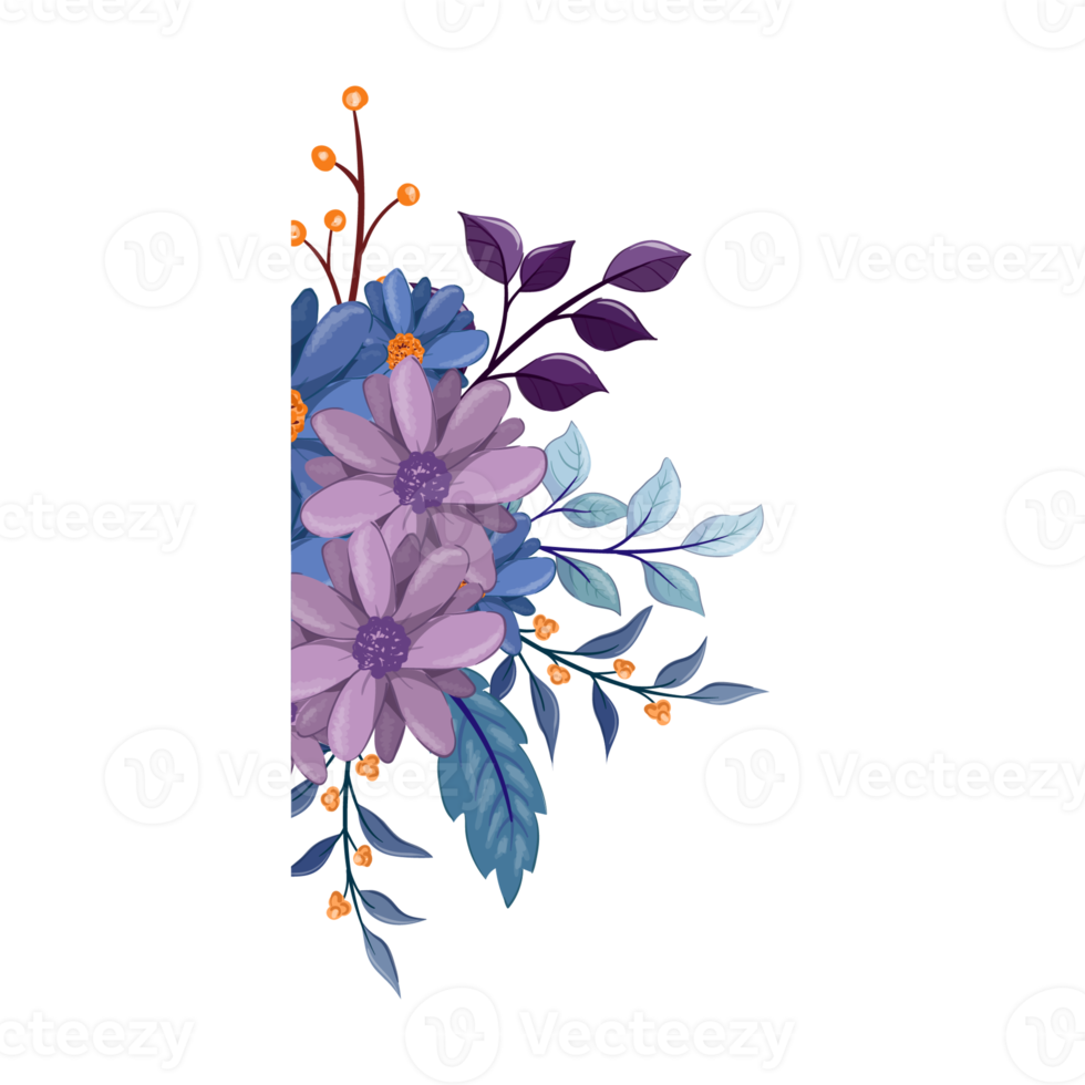 Purple Flower Arrangement with watercolor style png