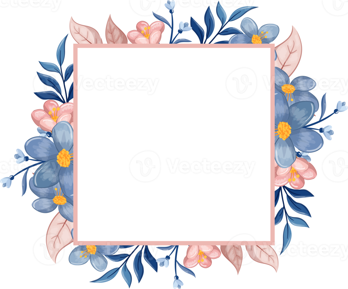 arranjo de flores azuis com estilo aquarela png