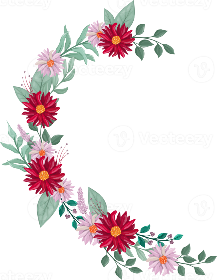 Red Flower Arrangement with watercolor style png