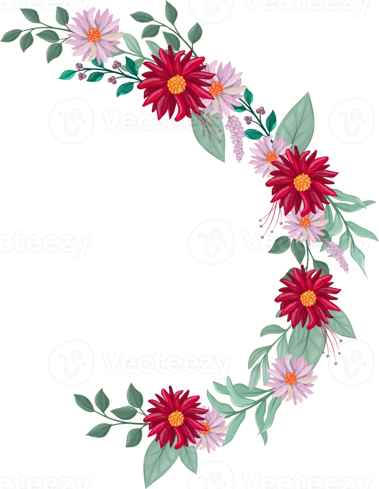 Red Flower Arrangement with watercolor style png