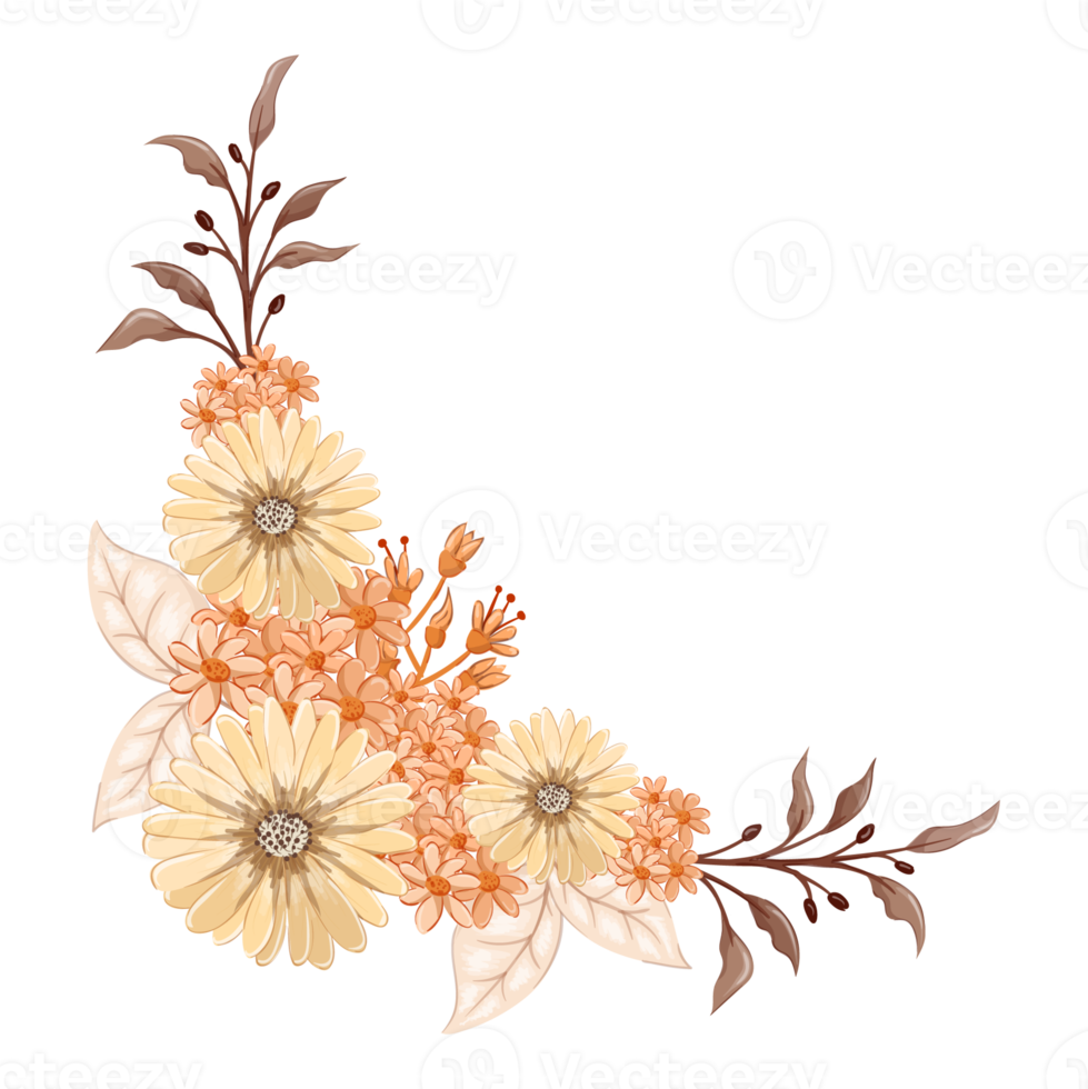 Orange Flower Arrangement with watercolor style png